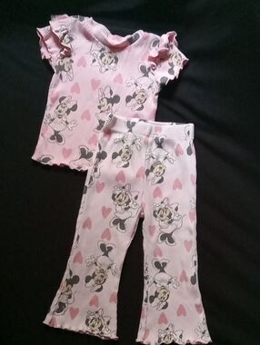 Disney Pink Minnie Mouse Ruffle Sleeve Matching Set